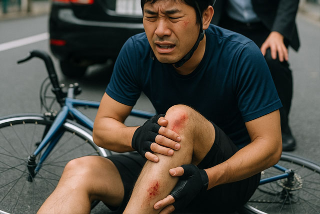 ロードバイク事故の様子