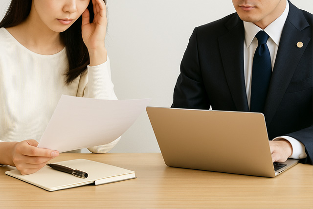 弁護士に相談する女性