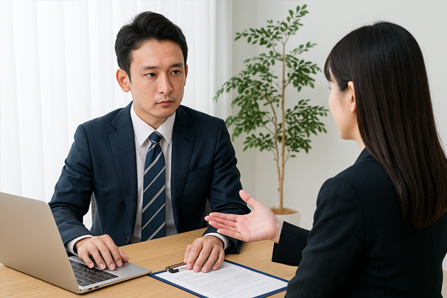 弁護士に相談する女性