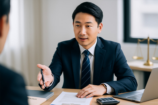 相談者に説明をする弁護士